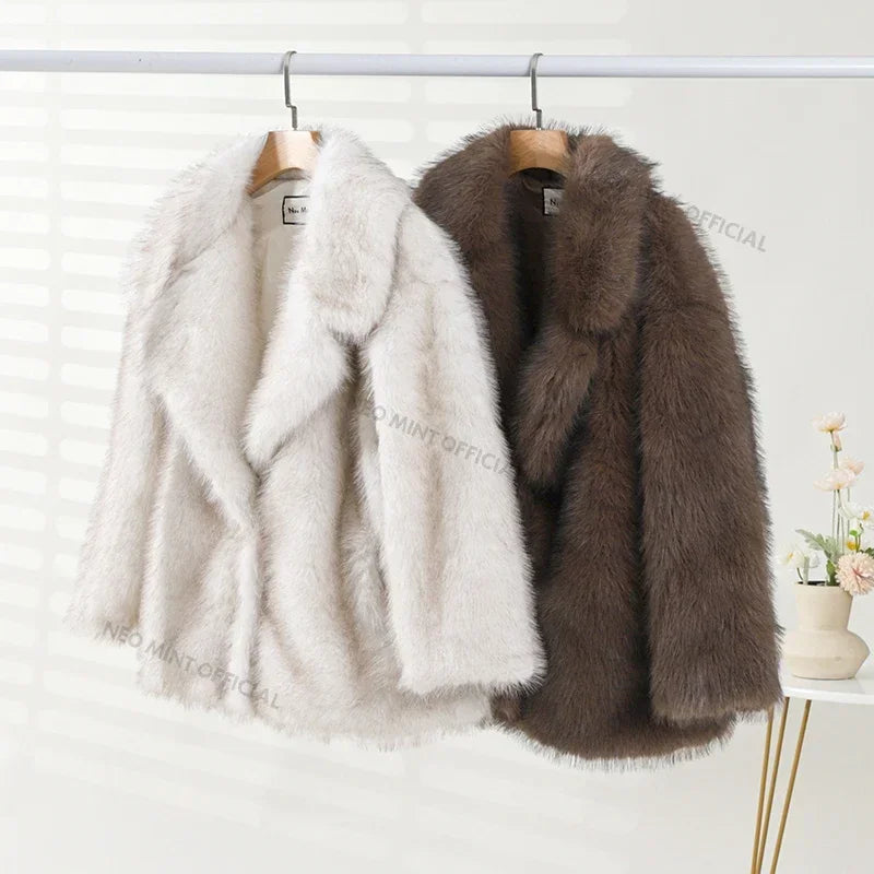 Neo Mint Oversized Gradient Faux Fur - Women’s Coat