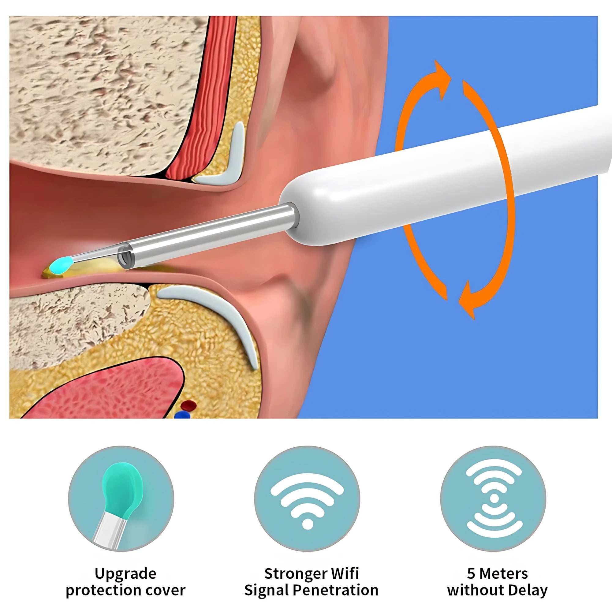 Wireless Ear Pick Camera Ear Wax Removal Tool Picker - Endoscope Kit Spoon Earpick