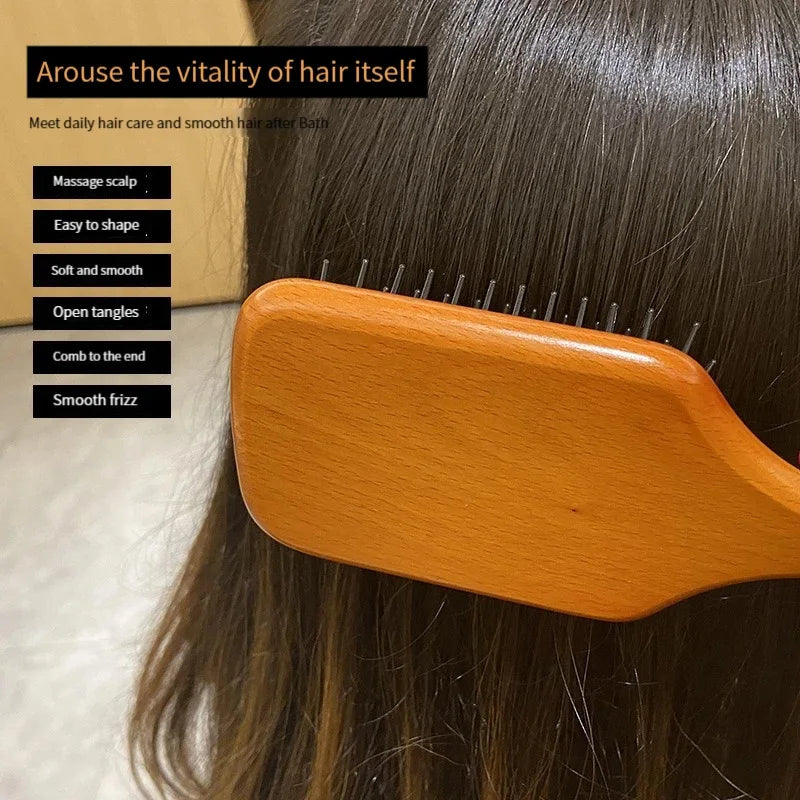 Wooden Comb - Scalp Care - Female Curly Hair Household, High-grade, Anti-static Comb