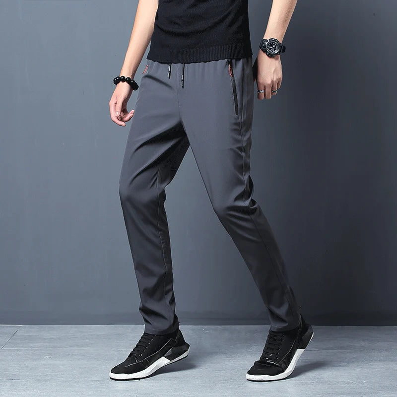 Elastic Waist, Stretch, Slim Fit, Casual Trousers - Men's Trousers