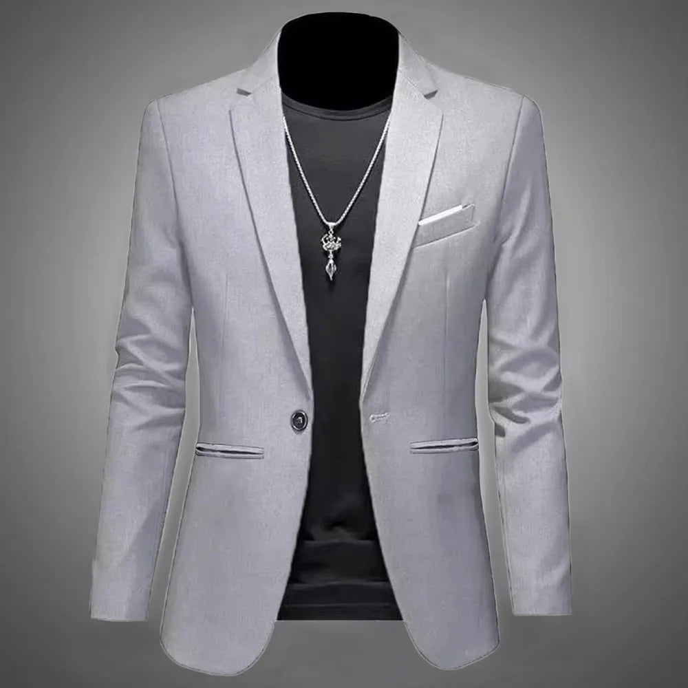 Leisure Boutique Suit Blazer, Casual Business, Slim Fit, Single Button - Men's Blazer