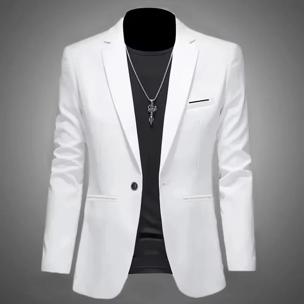 Leisure Boutique Suit Blazer, Casual Business, Slim Fit, Single Button - Men's Blazer