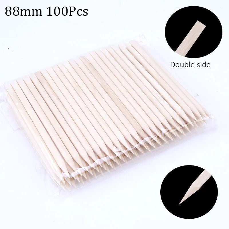 100/50pcs nail art orange wood sticks
