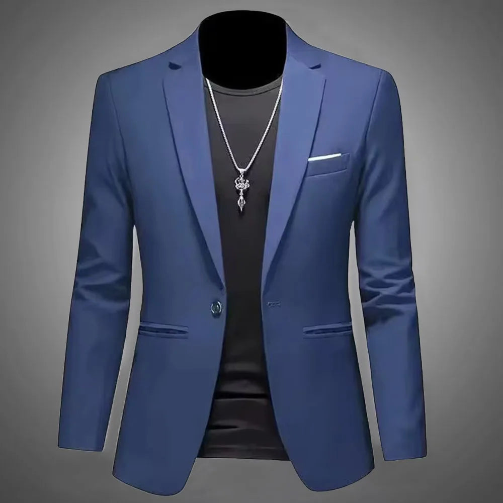 Leisure Boutique Suit Blazer, Casual Business, Slim Fit, Single Button - Men's Blazer