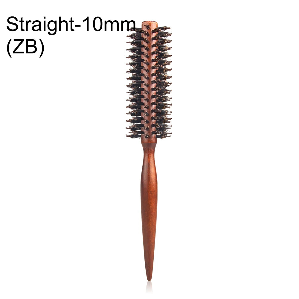 12 Style Wood Handle - Round Rolling Brush - Straight - Hair Comb