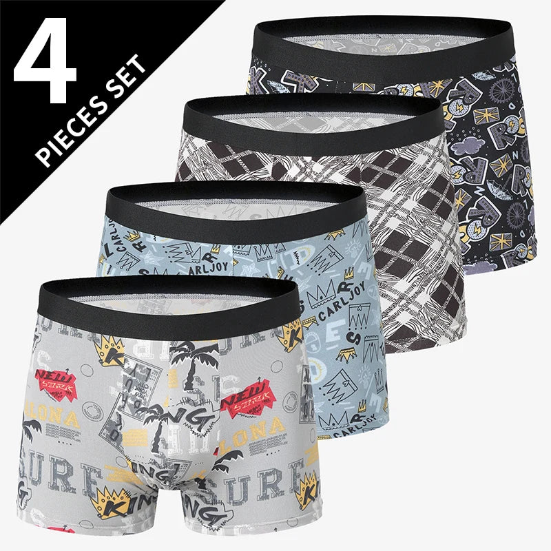 4 Piece Printed Trunks - Men's Underwear