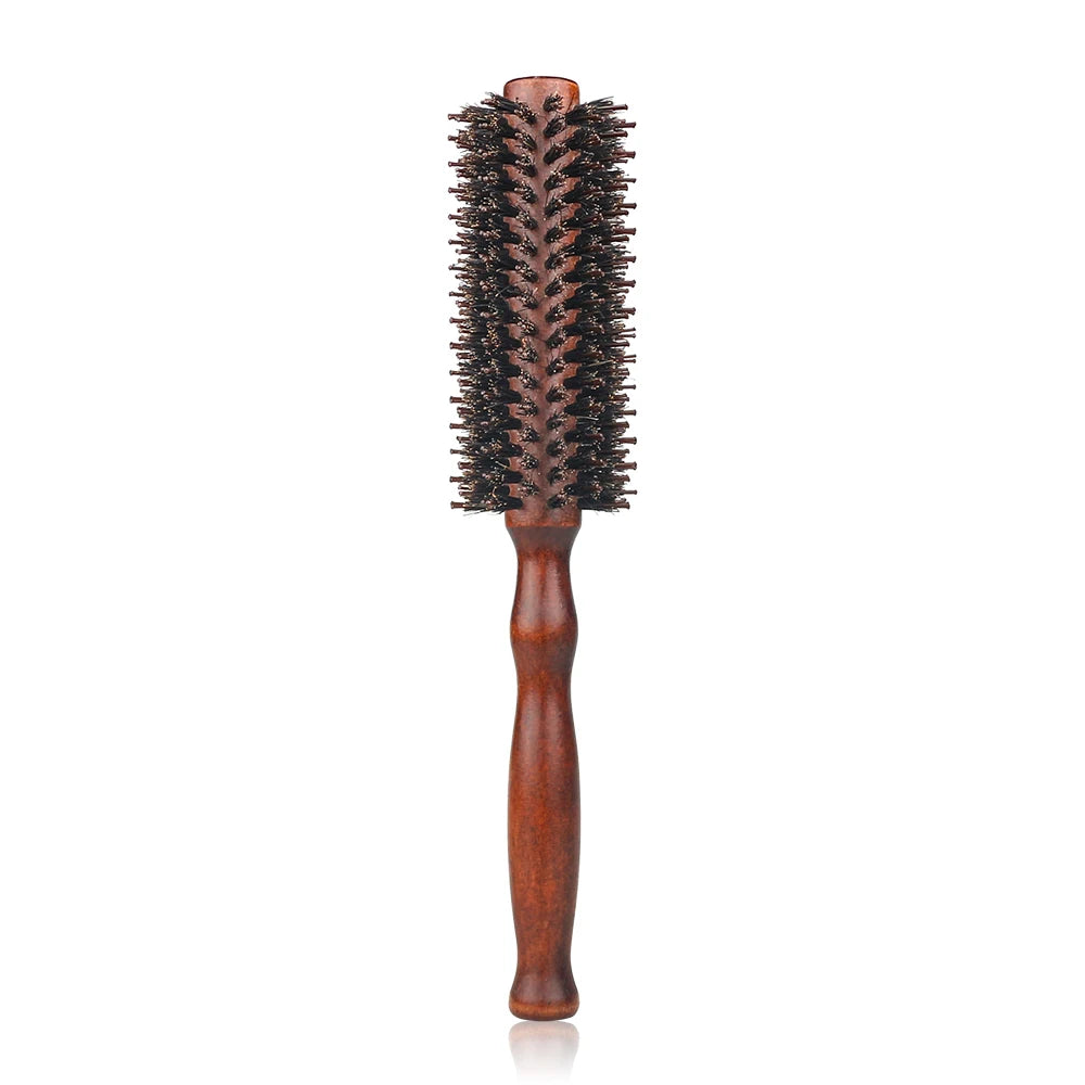 12 Style Wood Handle - Round Rolling Brush - Straight - Hair Comb