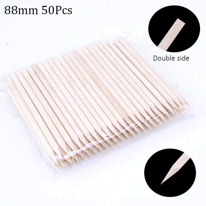 100/50pcs nail art orange wood sticks