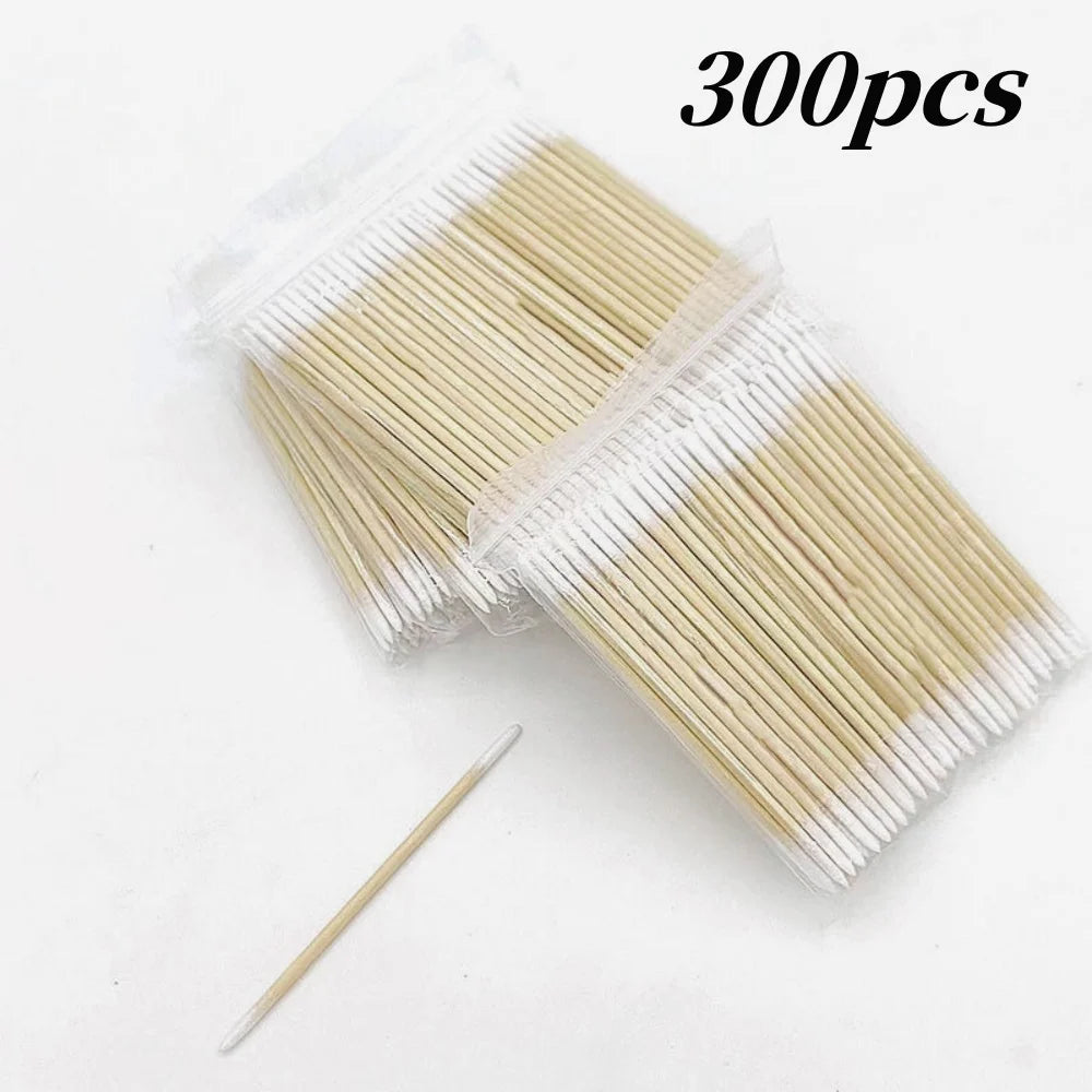 100/300/500 Nails Wooden Tip Cotton Stick Buds - Disposable - Nail Polish Remover