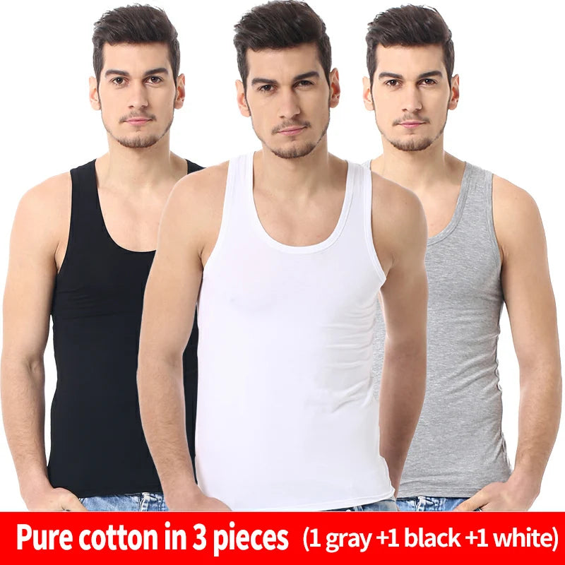 1/3 Pack Cotton Simple Fit Sports Vest - Men's Vest