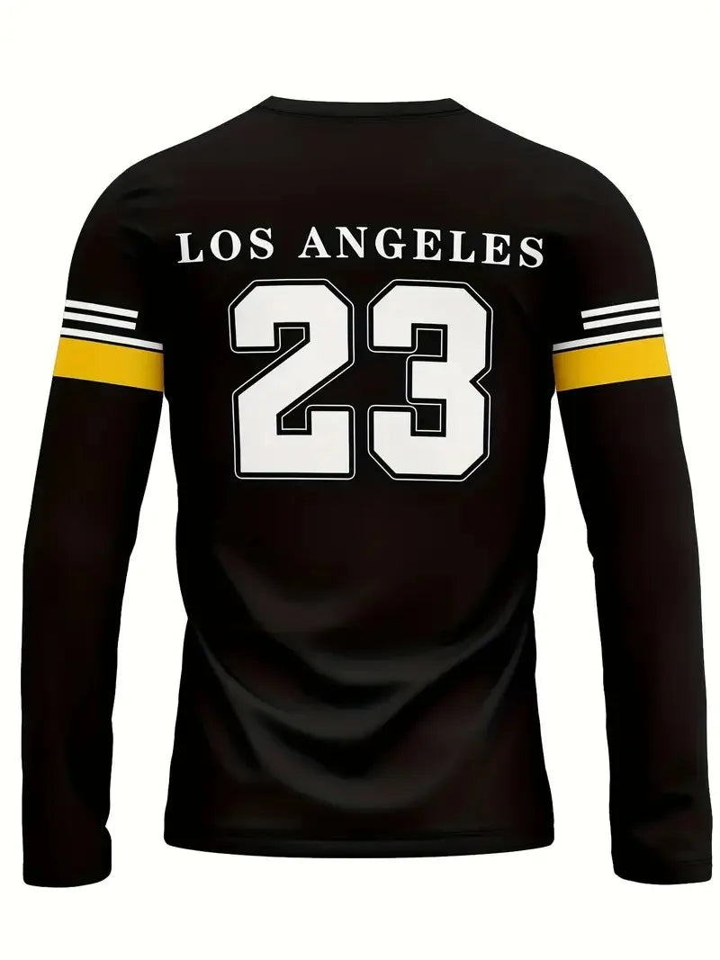 Los Angeles Print Casual Long Sleeved T-Shirt - Men's T-Shirts