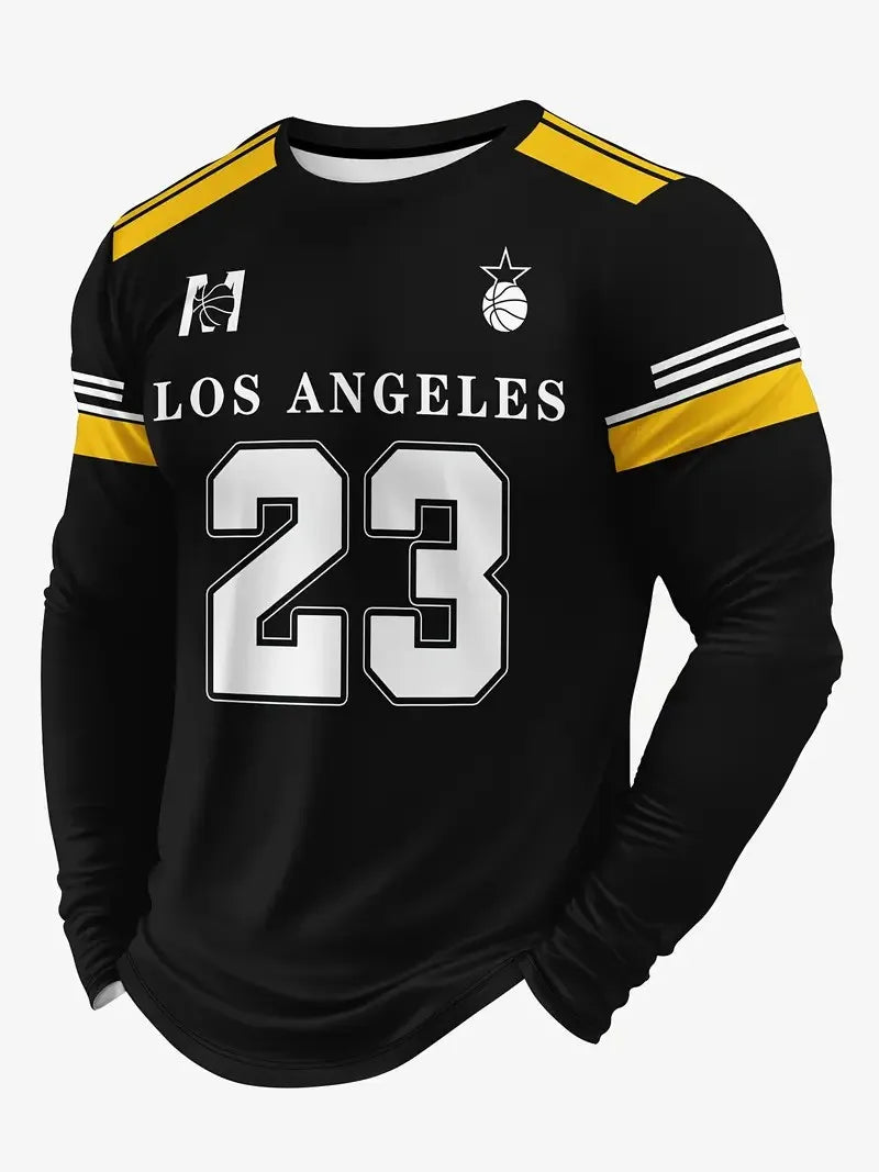 Los Angeles Print Casual Long Sleeved T-Shirt - Men's T-Shirts