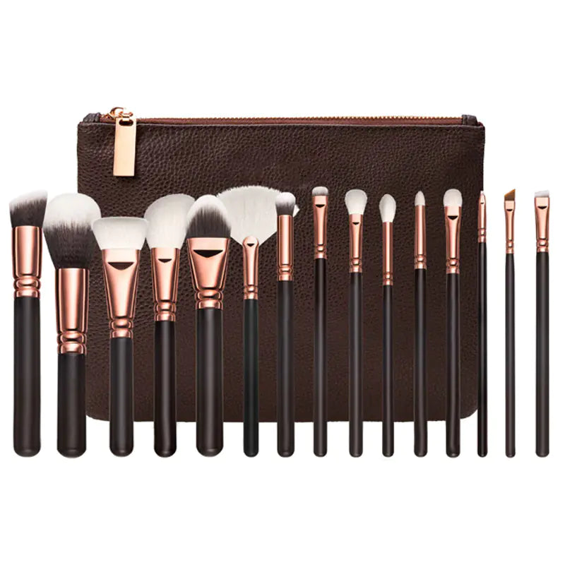 15-Piece Pink Rose Gold Makeup Brush Set