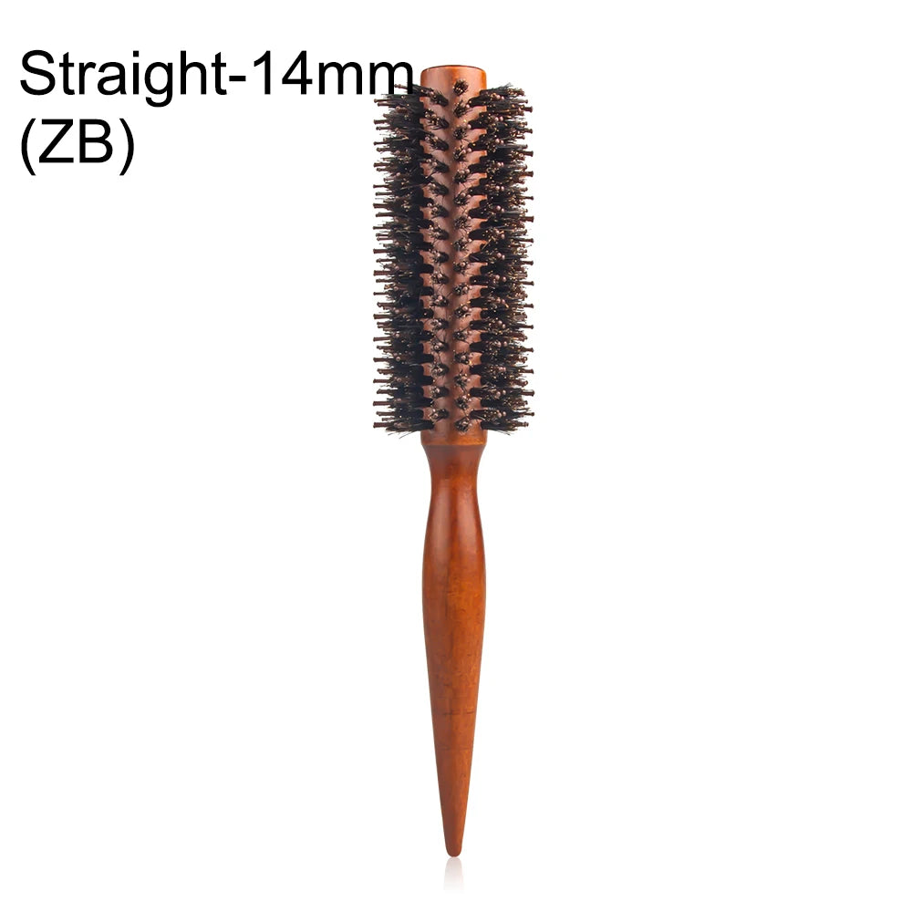 12 Style Wood Handle - Round Rolling Brush - Straight - Hair Comb