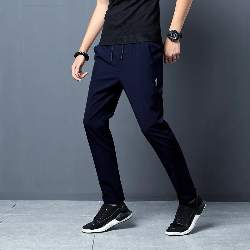 Elastic Waist, Stretch, Slim Fit, Casual Trousers - Men's Trousers