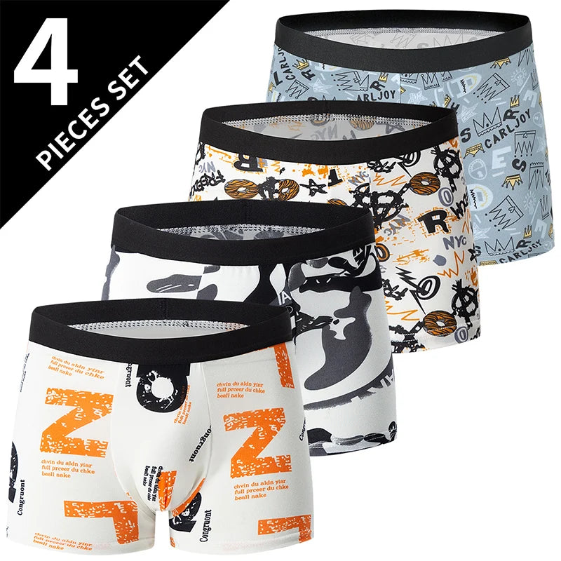 4 Piece Printed Trunks - Men's Underwear