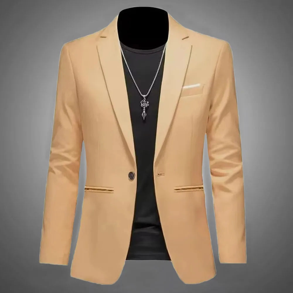 Leisure Boutique Suit Blazer, Casual Business, Slim Fit, Single Button - Men's Blazer