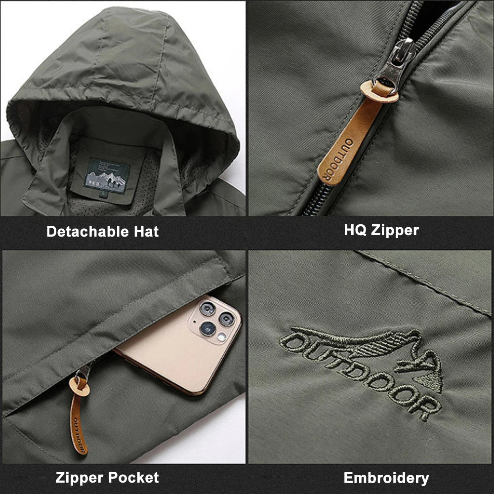 Windbreaker Tactical Jacket Waterproof, Hooded Coat - Men's Coat