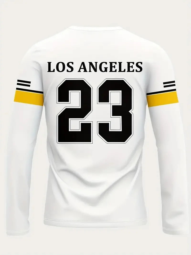 Los Angeles Print Casual Long Sleeved T-Shirt - Men's T-Shirts