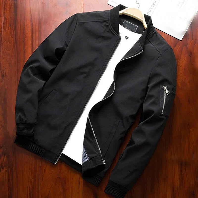 Thin Slim Long Sleeve Bomber Jacket - Men's Jackets