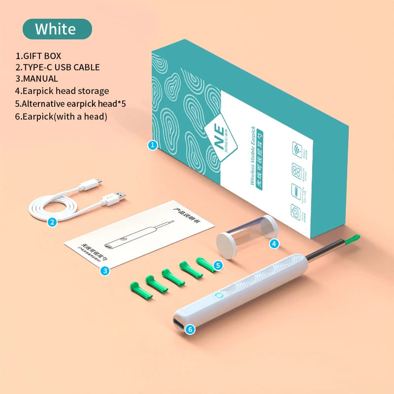 Wireless Ear Pick Camera Ear Wax Removal Tool Picker - Endoscope Kit Spoon Earpick