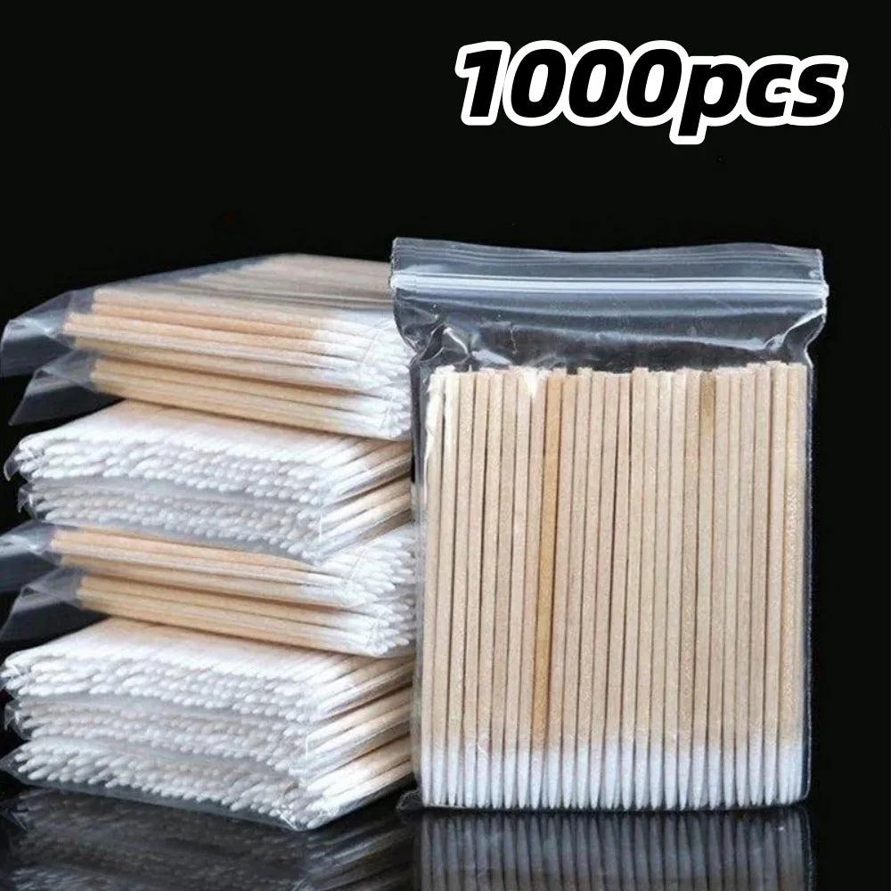 100/300/500 Nails Wooden Tip Cotton Stick Buds - Disposable - Nail Polish Remover