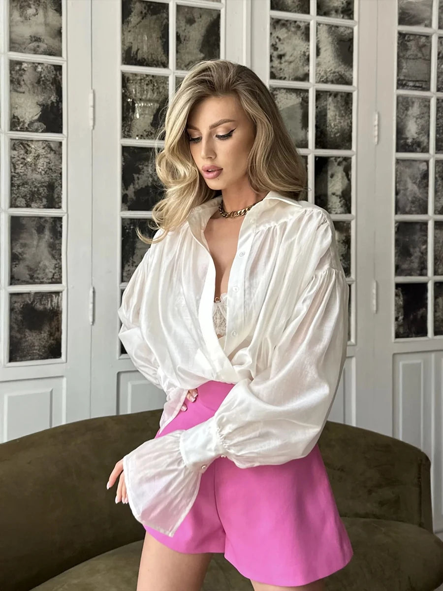 Thin Loose Collared - Women's Blouse