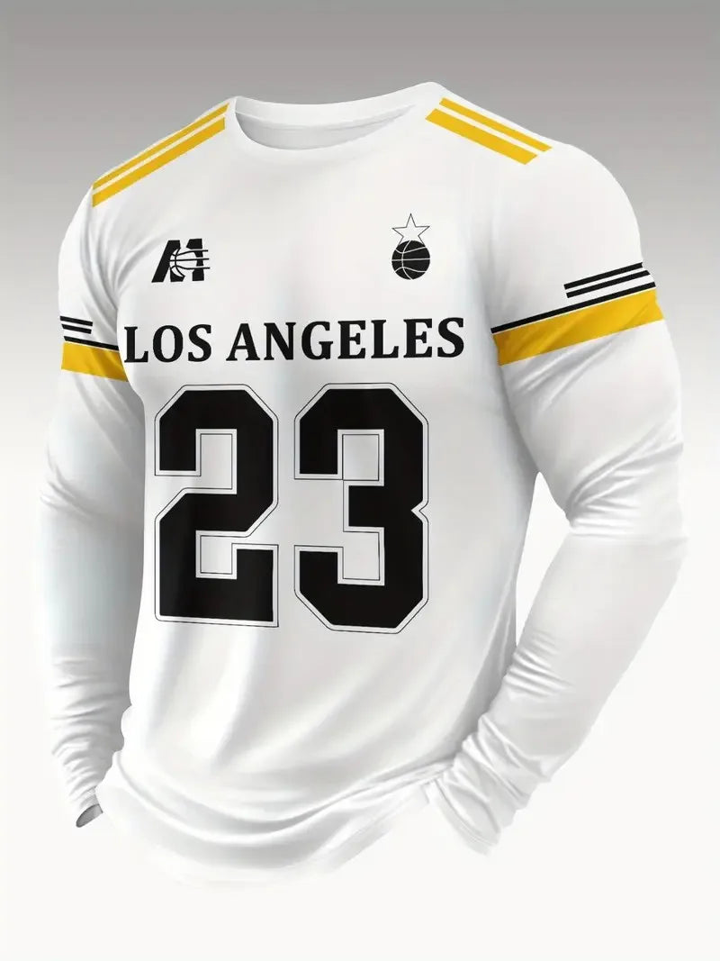 Los Angeles Print Casual Long Sleeved T-Shirt - Men's T-Shirts