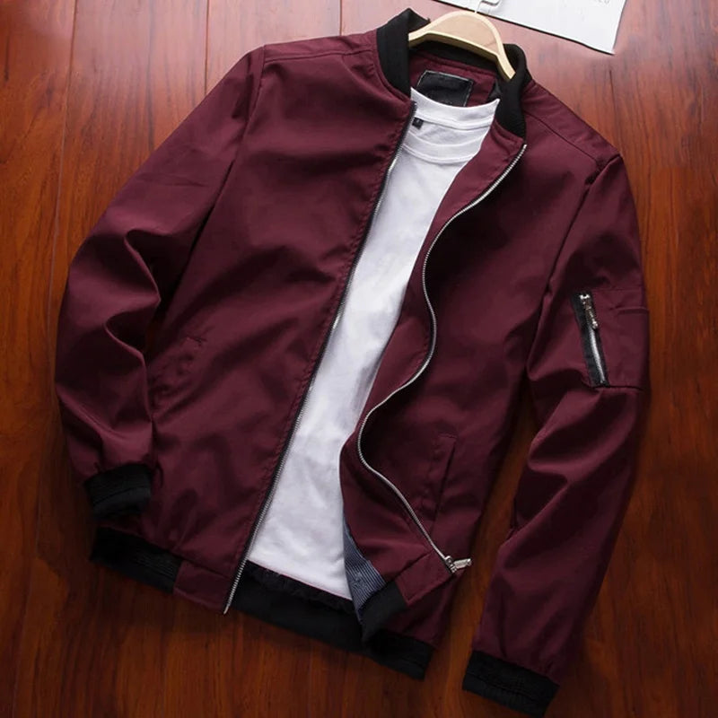 Thin Slim Long Sleeve Bomber Jacket - Men's Jackets