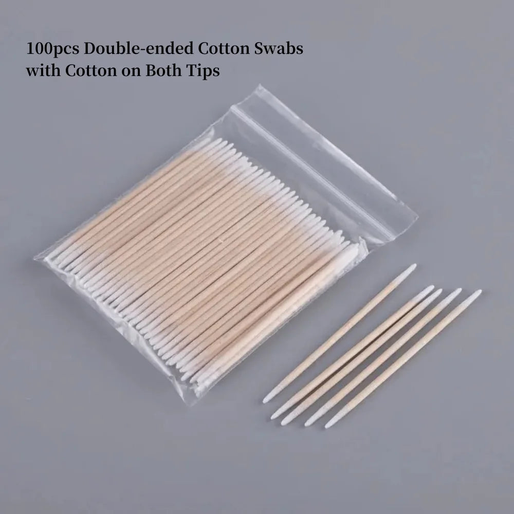 100/300/500 Nails Wooden Tip Cotton Stick Buds - Disposable - Nail Polish Remover