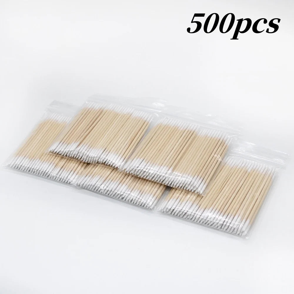 100/300/500 Nails Wooden Tip Cotton Stick Buds - Disposable - Nail Polish Remover